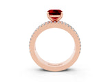 Rose gold Cushion Cut Ruby Solitaire Ring with Pavé and Channel Set Band_3