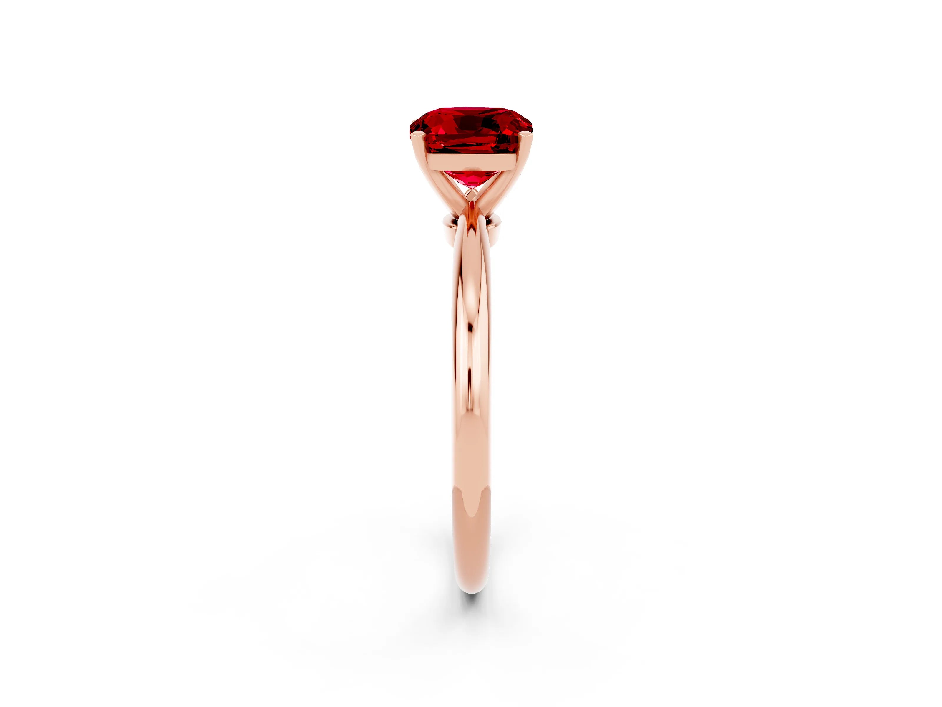 Rose gold Cushion Cut Ruby Solitaire Ring with Six-Prong Setting and Classic Band_2