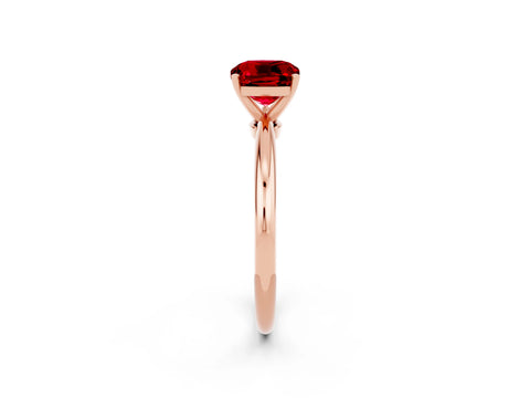 Rose gold Cushion Cut Ruby Solitaire Ring with Six-Prong Setting and Classic Band_2