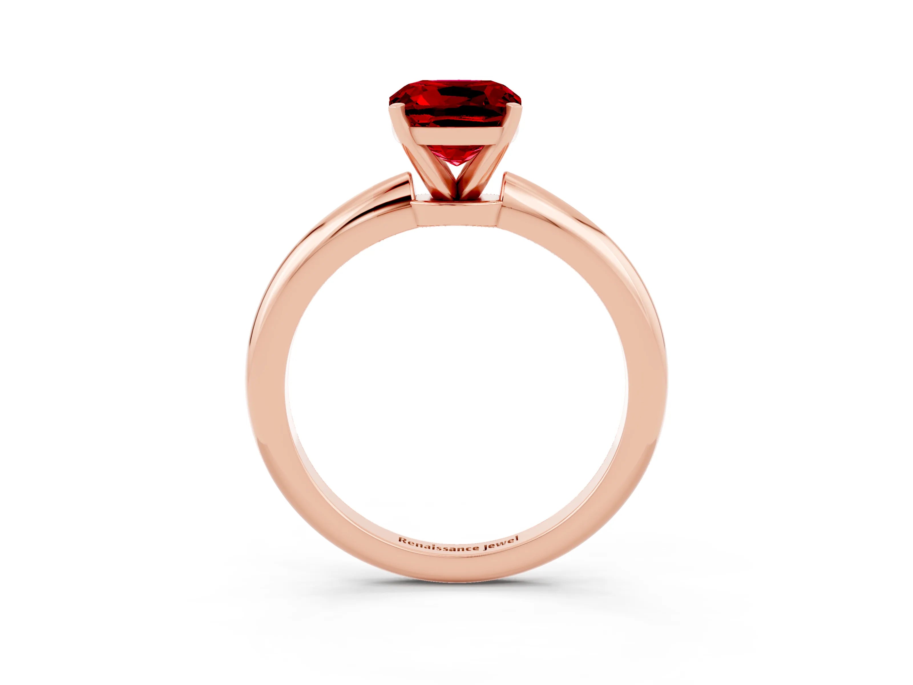 Rose gold Cushion Cut Ruby Solitaire Ring with Six-Prong Setting and Classic Band_3