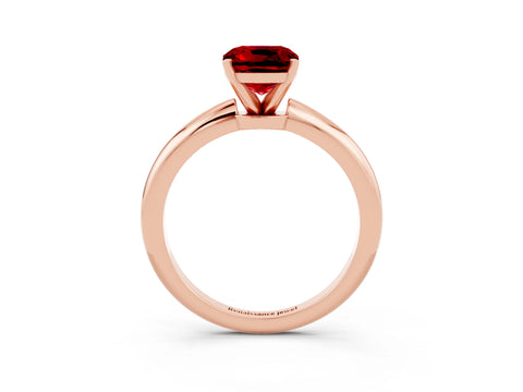 Rose gold Cushion Cut Ruby Solitaire Ring with Six-Prong Setting and Classic Band_3