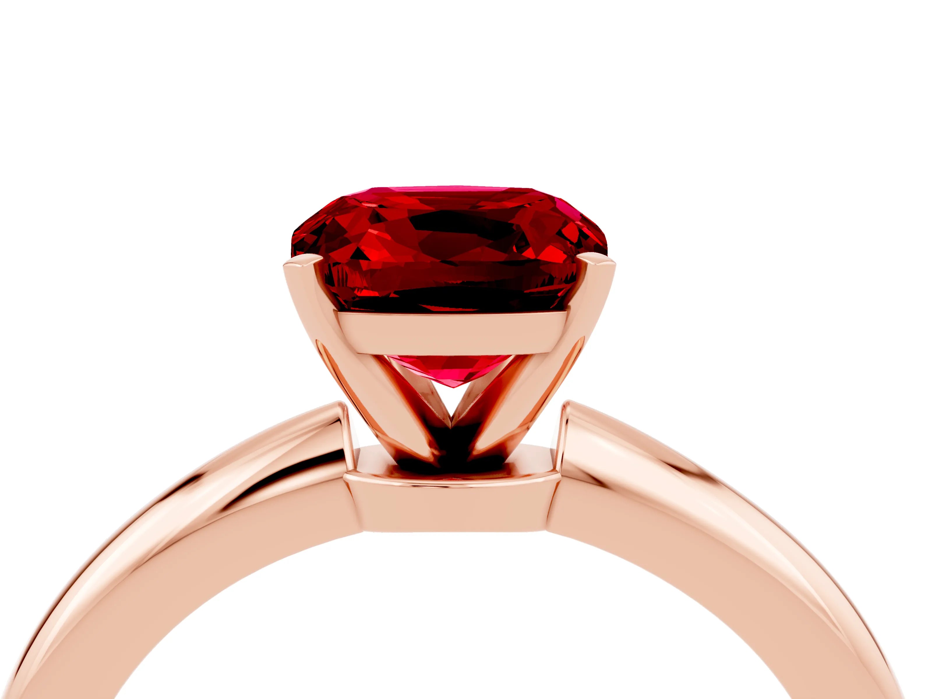 Rose gold Cushion Cut Ruby Solitaire Ring with Six-Prong Setting and Classic Band_4