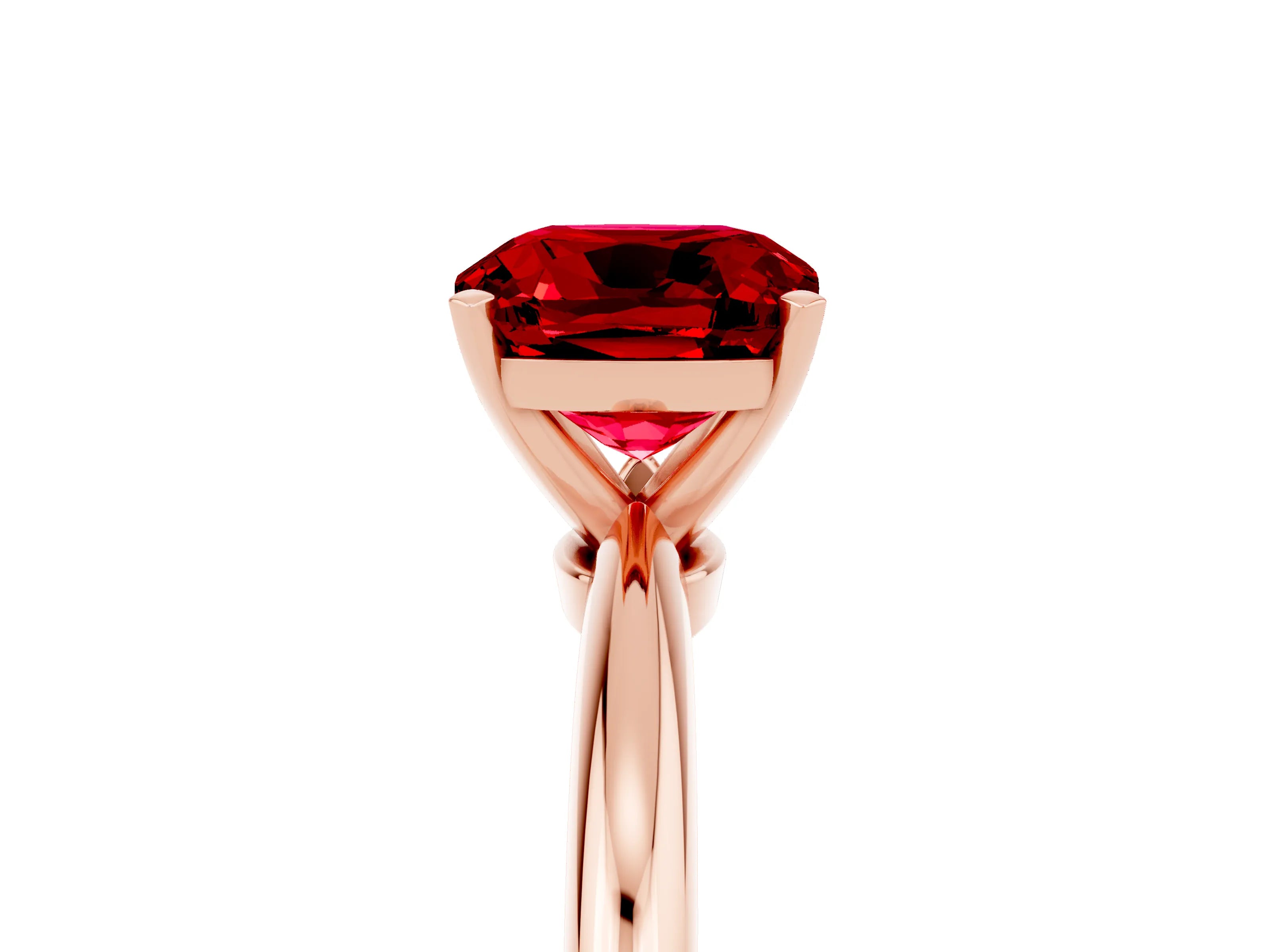 Rose gold Cushion Cut Ruby Solitaire Ring with Six-Prong Setting and Classic Band_5