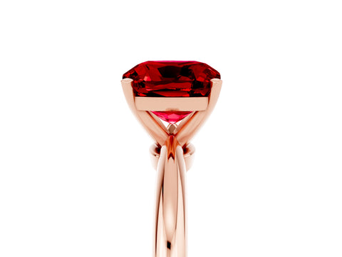 Rose gold Cushion Cut Ruby Solitaire Ring with Six-Prong Setting and Classic Band_5