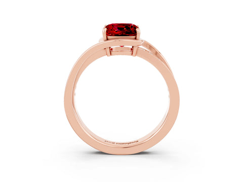 Rose gold Cushion Cut Ruby Solitaire Ring with Split Shank and Prong Setting_3