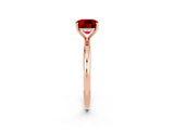 Rose gold Cushion Cut Ruby Solitaire Ring with Thin Band and Four-Prong Setting_2