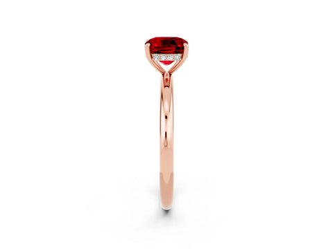 Rose gold Cushion Cut Ruby Solitaire Ring with Thin Band and Four-Prong Setting_2
