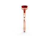 Rose gold Cushion Cut Ruby Solitaire Ring with Thin Band and Prong Setting_14