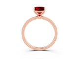 Rose gold Cushion Cut Ruby Solitaire Ring with Thin Band and Prong Setting_15