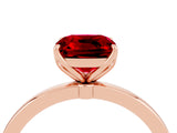 Rose gold Cushion Cut Ruby Solitaire Ring with Thin Band and Prong Setting_16
