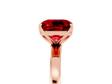 Rose gold Cushion Cut Ruby Solitaire Ring with Thin Band and Prong Setting_17