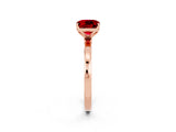 Rose gold Cushion Cut Ruby Solitaire Ring with Thin Band and Prong Setting_26