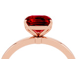 Rose gold Cushion Cut Ruby Solitaire Ring with Thin Band and Prong Setting_28