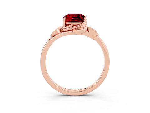 Rose gold Cushion Cut Ruby Solitaire Ring with Twist Band and Four-Prong Setting_27