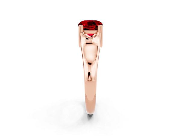 Rose gold Cushion Cut Ruby Solitaire Ring with Wide Band and Prong Setting