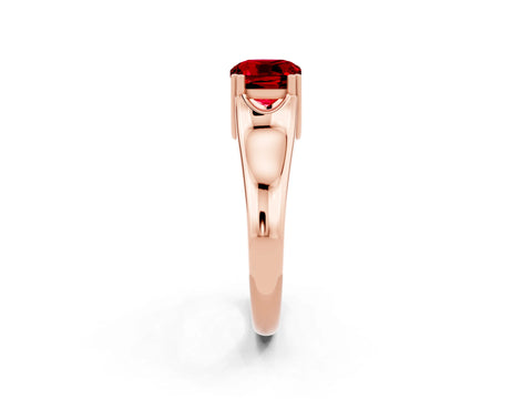 Rose gold Cushion Cut Ruby Solitaire Ring with Wide Band and Prong Setting_2