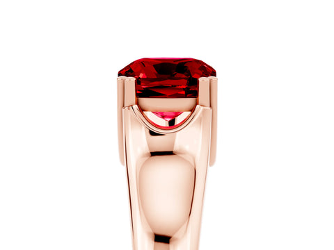 Rose gold Cushion Cut Ruby Solitaire Ring with Wide Band and Prong Setting_5