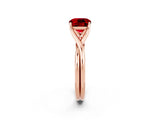 Rose gold Cushion Cut Ruby Solitaire Twist Band Prong Setting Ring_92