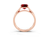 Rose gold Cushion Cut Ruby Solitaire Twist Band Prong Setting Ring_93