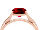 Rose gold Cushion Cut Ruby Solitaire Twist Band Prong Setting Ring_94