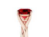Rose gold Cushion Cut Ruby Solitaire Twist Band Prong Setting Ring_95