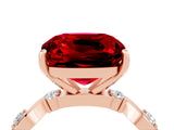 Rose gold Cushion Cut Ruby Solitaire Twisted Band with Round  Accents and Prong Setting_16