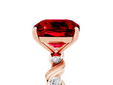 Rose gold Cushion Cut Ruby Solitaire Twisted Band with Round  Accents and Prong Setting_17