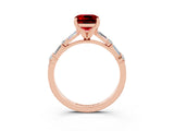 Rose gold Cushion Cut Ruby Solitaire with Side Baguettes and Channel Set Band_3