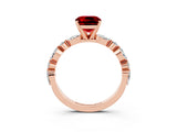 Rose gold Cushion Cut Ruby Solitaire with Side Stones on a Pavé Band and Four-Prong Setting_3