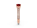Rose gold Cushion Cut Ruby Split Shank Engagement Ring with Pavé Band_2