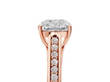 Rose gold Cushion Cut Solitaire Cathedral Diamond Engagement Ring with Channel-Set Band and Four-Prong Setting_8