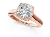 Rose gold Cushion Cut Solitaire Diamond Engagement Ring with Four-Prong Setting and Tapered Band_4