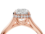 Rose gold Cushion Cut Solitaire Diamond Engagement Ring with Four-Prong Setting and Tapered Band_7