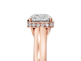 Rose gold Cushion Cut Solitaire Diamond Engagement Ring with Four-Prong Setting and Tapered Band_8