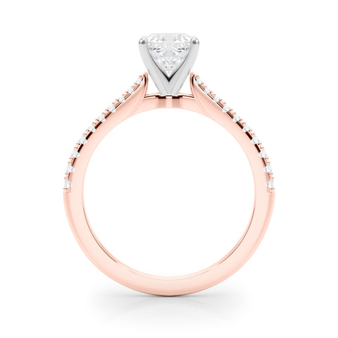 Rose gold Cushion Cut Solitaire Diamond Engagement Ring with Pave Band and Four-Prong Setting 2