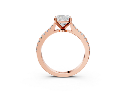 Rose gold Cushion Cut Solitaire Diamond Engagement Ring with Pave Band and Four-Prong Setting_151