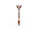 Rose gold Cushion Cut Solitaire Diamond Engagement Ring with Pave Band and Four-Prong Setting_168