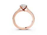 Rose gold Cushion Cut Solitaire Diamond Engagement Ring with Pave Band and Four-Prong Setting_169