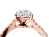 Rose gold Cushion Cut Solitaire Diamond Engagement Ring with Pave Band and Four-Prong Setting_170