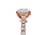 Rose gold Cushion Cut Solitaire Diamond Engagement Ring with Pave Band and Four-Prong Setting_171