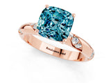 Rose gold Cushion Cut Solitaire Diamond Engagement Ring with Twisted Pave Band and Four-Prong Setting_1