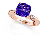 Rose gold Cushion Cut Solitaire Diamond Engagement Ring with Twisted Pave Band and Four-Prong Setting_1