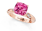 Rose gold Cushion Cut Solitaire Diamond Engagement Ring with Twisted Pave Band and Four-Prong Setting_1