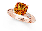 Rose gold Cushion Cut Solitaire Diamond Engagement Ring with Twisted Pave Band and Four-Prong Setting_1