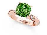 Rose gold Cushion Cut Solitaire Diamond Engagement Ring with Twisted Pave Band and Four-Prong Setting_1