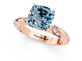 Rose gold Cushion Cut Solitaire Diamond Engagement Ring with Twisted Pave Band and Four-Prong Setting_1