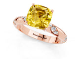 Rose gold Cushion Cut Solitaire Diamond Engagement Ring with Twisted Pave Band and Four-Prong Setting_1
