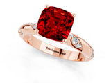 Rose gold Cushion Cut Solitaire Diamond Engagement Ring with Twisted Pave Band and Four-Prong Setting_1