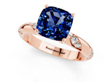 Rose gold Cushion Cut Solitaire Diamond Engagement Ring with Twisted Pave Band and Four-Prong Setting_1