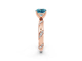 Rose gold Cushion Cut Solitaire Diamond Engagement Ring with Twisted Pave Band and Four-Prong Setting_2